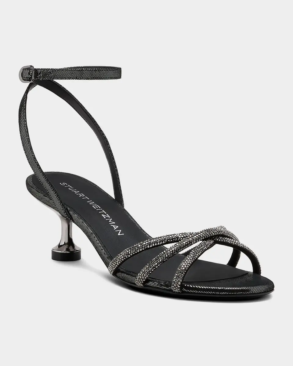 Stuart Weitzman 50mm Nudistini Shine Leather Noir Ankle-Strap Sandals | Thumbnail 4