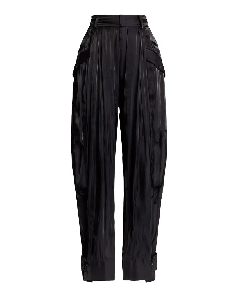 Ralph Lauren Collection Satin Wide-Leg Ankle Cargo Pants | Image 1 Ralph Lauren Collection Satin Wide-Leg Ankle Cargo Pants | Image 1