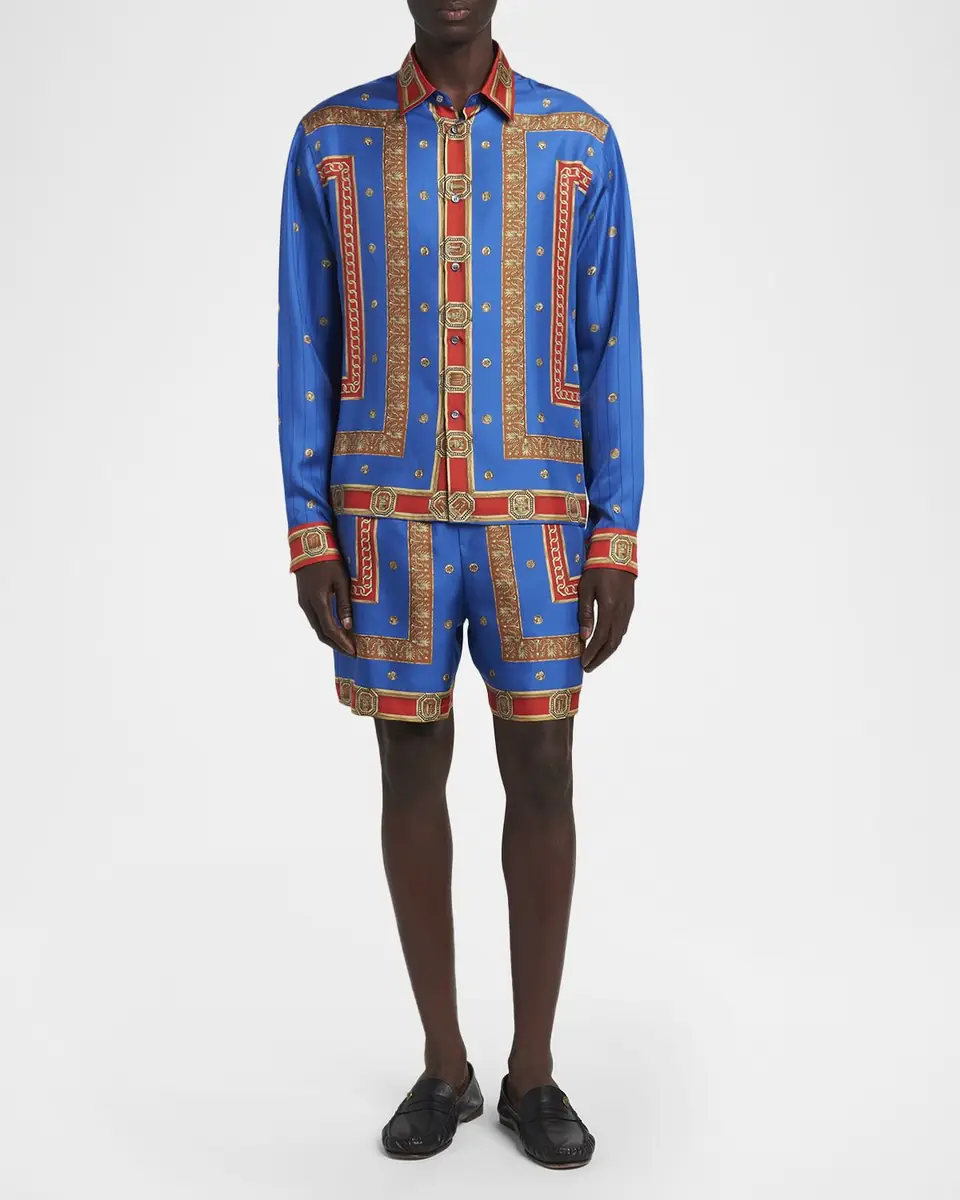 Versace Men's Underwater Barocco Silk Shorts | Thumbnail 2 Versace Men's Underwater Barocco Silk Shorts | Thumbnail 2