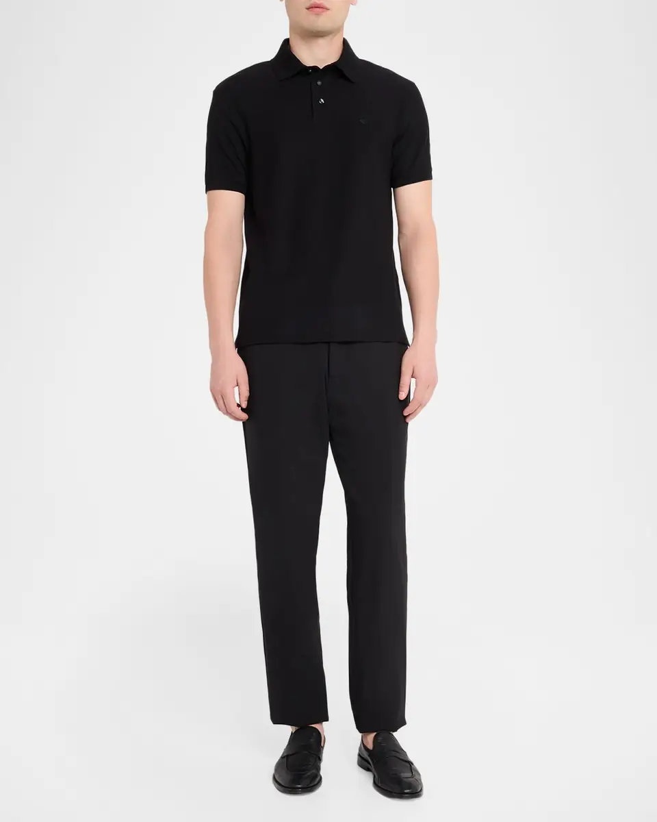Emporio Armani Men's Cotton Jersey Ribbed-Trim Polo Shirt | Thumbnail 2