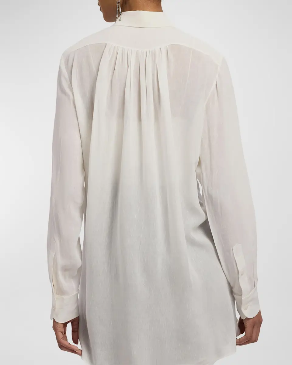 Ralph Lauren Collection Cotton Voile Oversized Button-Down Shirt | Thumbnail 2 Ralph Lauren Collection Cotton Voile Oversized Button-Down Shirt | Thumbnail 2