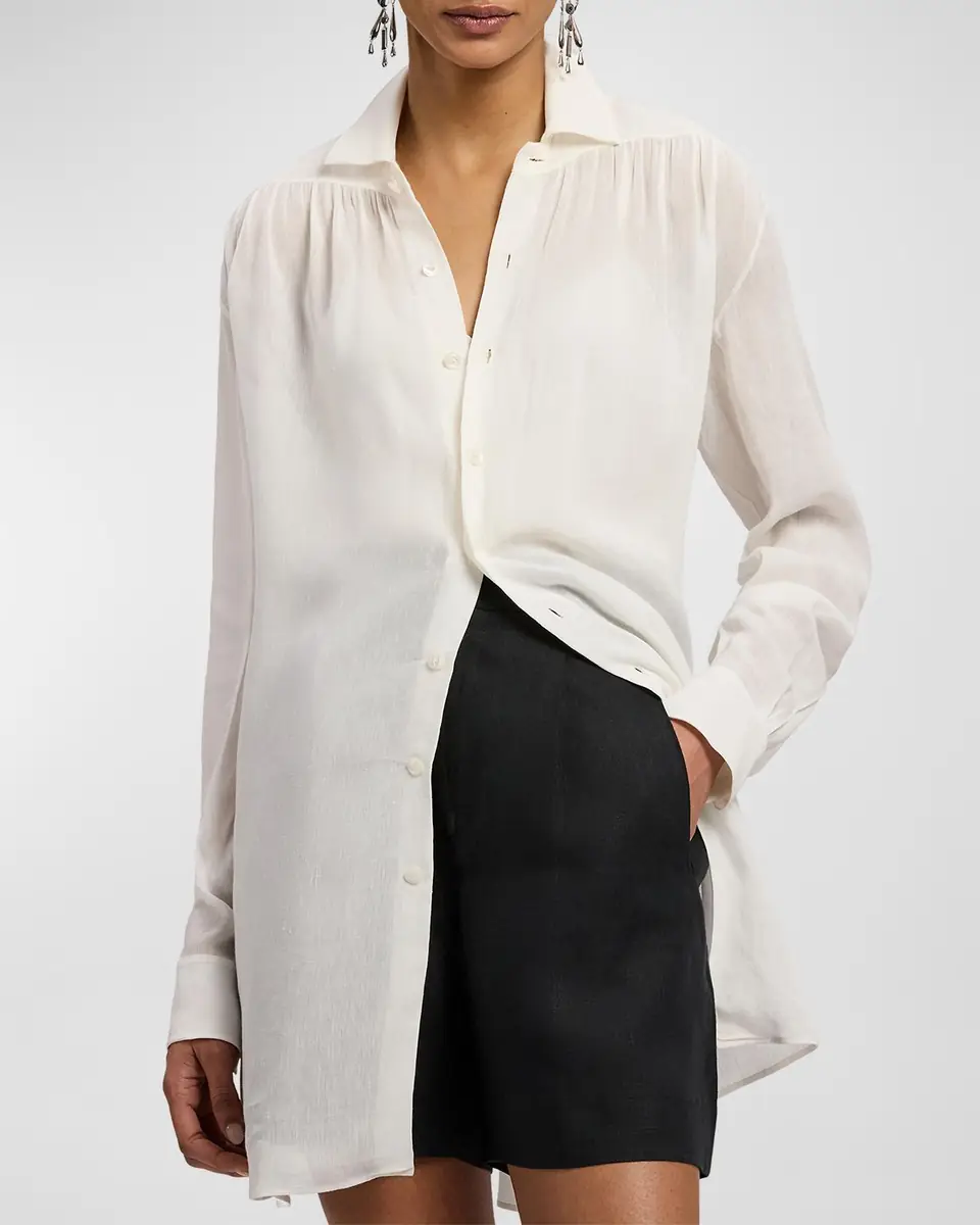 Ralph Lauren Collection Cotton Voile Oversized Button-Down Shirt | Thumbnail 3 Ralph Lauren Collection Cotton Voile Oversized Button-Down Shirt | Thumbnail 3