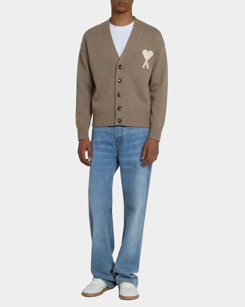 Ami Paris Men's Intarsia Ami De Coeur Wool and Cotton Knit Cardigan | Thumbnail 6 Ami Paris Men's Intarsia Ami De Coeur Wool and Cotton Knit Cardigan | Thumbnail 6