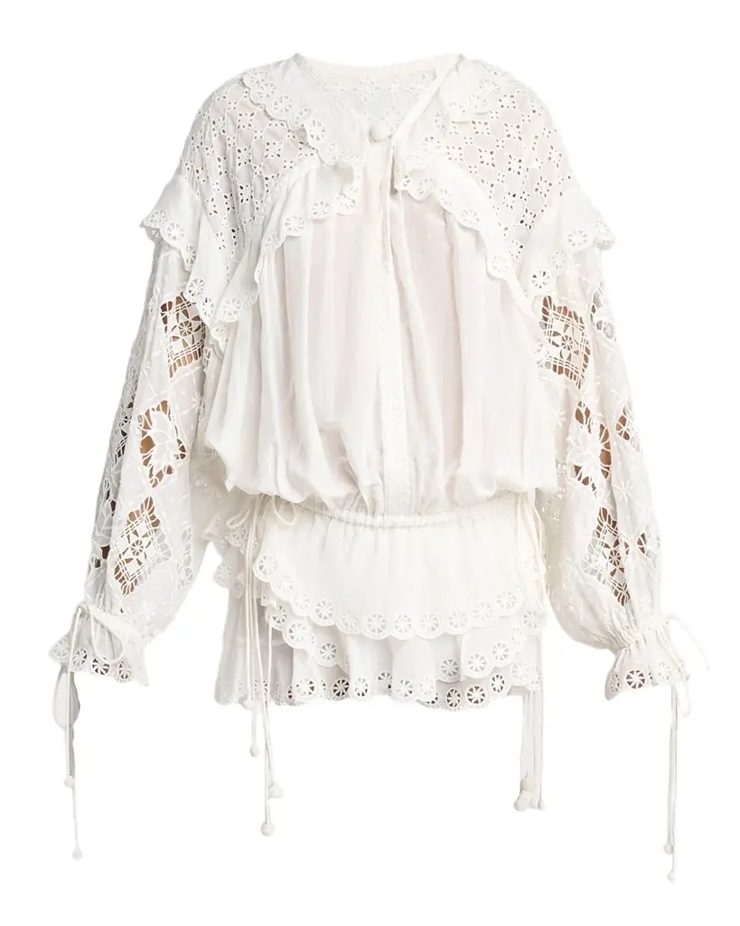 Isabel Marant Nowana Broderie Anglaise Ruffle Peasant Top | Image 1 Isabel Marant Nowana Broderie Anglaise Ruffle Peasant Top | Image 1