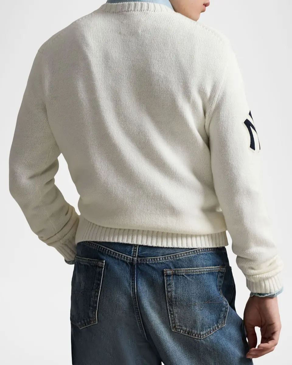 Polo Ralph Lauren x Yankees Men's Bear Linen and Cotton Crewneck Sweater | Thumbnail 3 Polo Ralph Lauren x Yankees Men's Bear Linen and Cotton Crewneck Sweater | Thumbnail 3