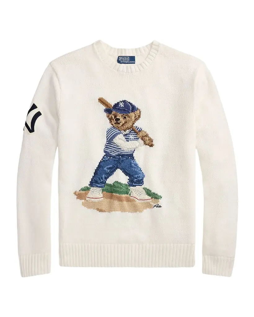 Polo Ralph Lauren x Yankees Men's Bear Linen and Cotton Crewneck Sweater