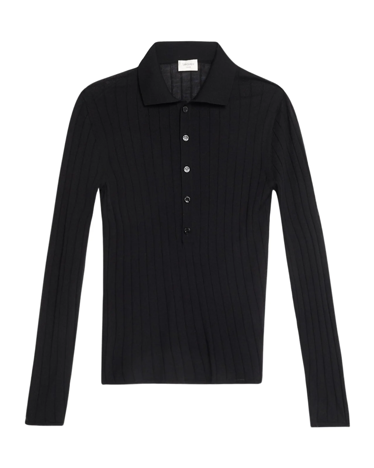 Men's Wool Flat Rib Long-Sleeve Polo Shirt Men's Wool Flat Rib Long-Sleeve Polo Shirt