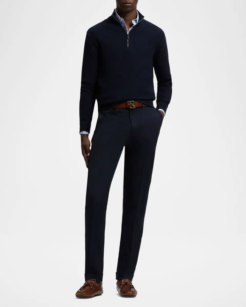 Ralph Lauren Purple Label Textured Silk-Cotton Quarter-Zip Sweater | Thumbnail 2 Ralph Lauren Purple Label Textured Silk-Cotton Quarter-Zip Sweater | Thumbnail 2