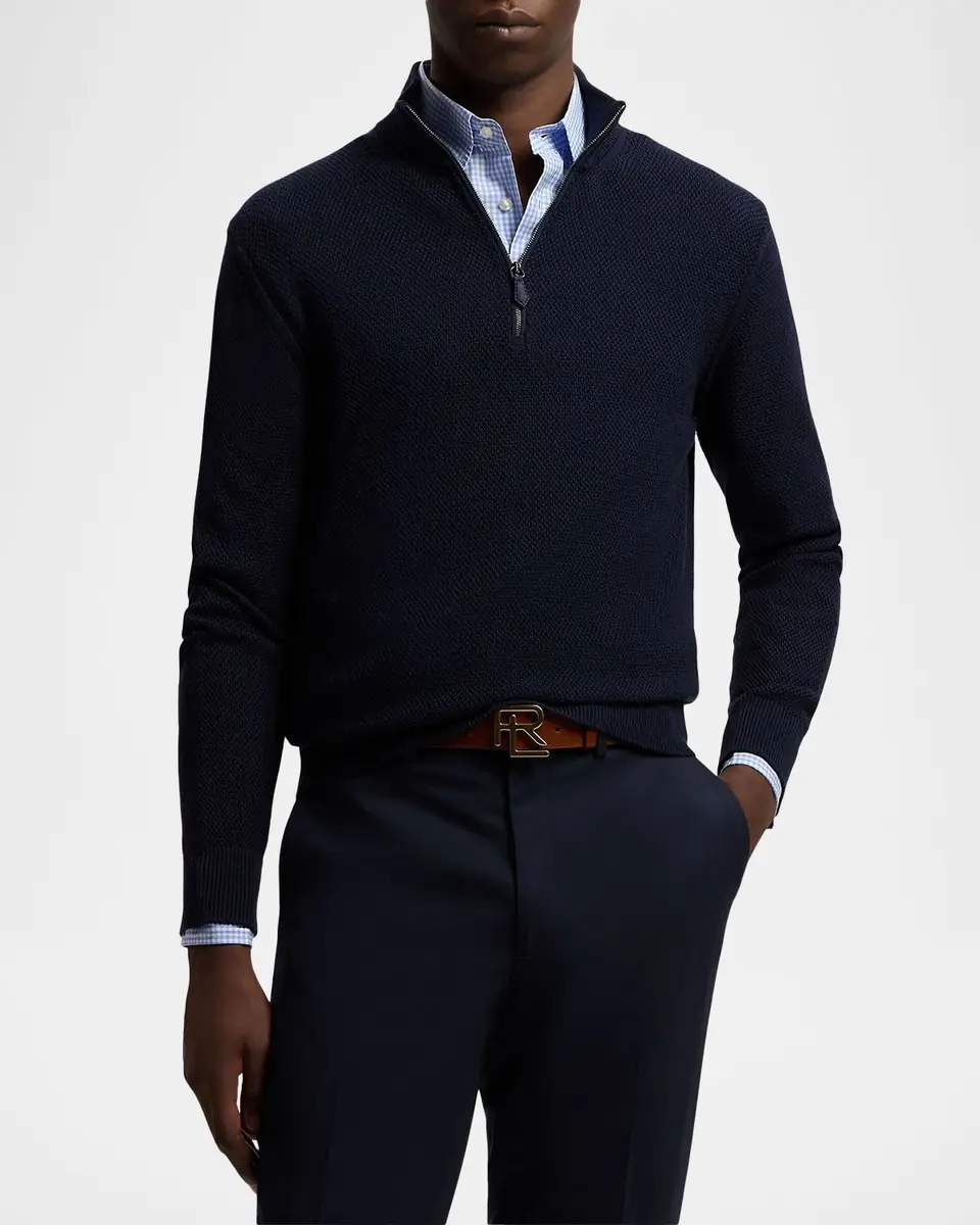 Ralph Lauren Purple Label Textured Silk-Cotton Quarter-Zip Sweater | Thumbnail 4 Ralph Lauren Purple Label Textured Silk-Cotton Quarter-Zip Sweater | Thumbnail 4