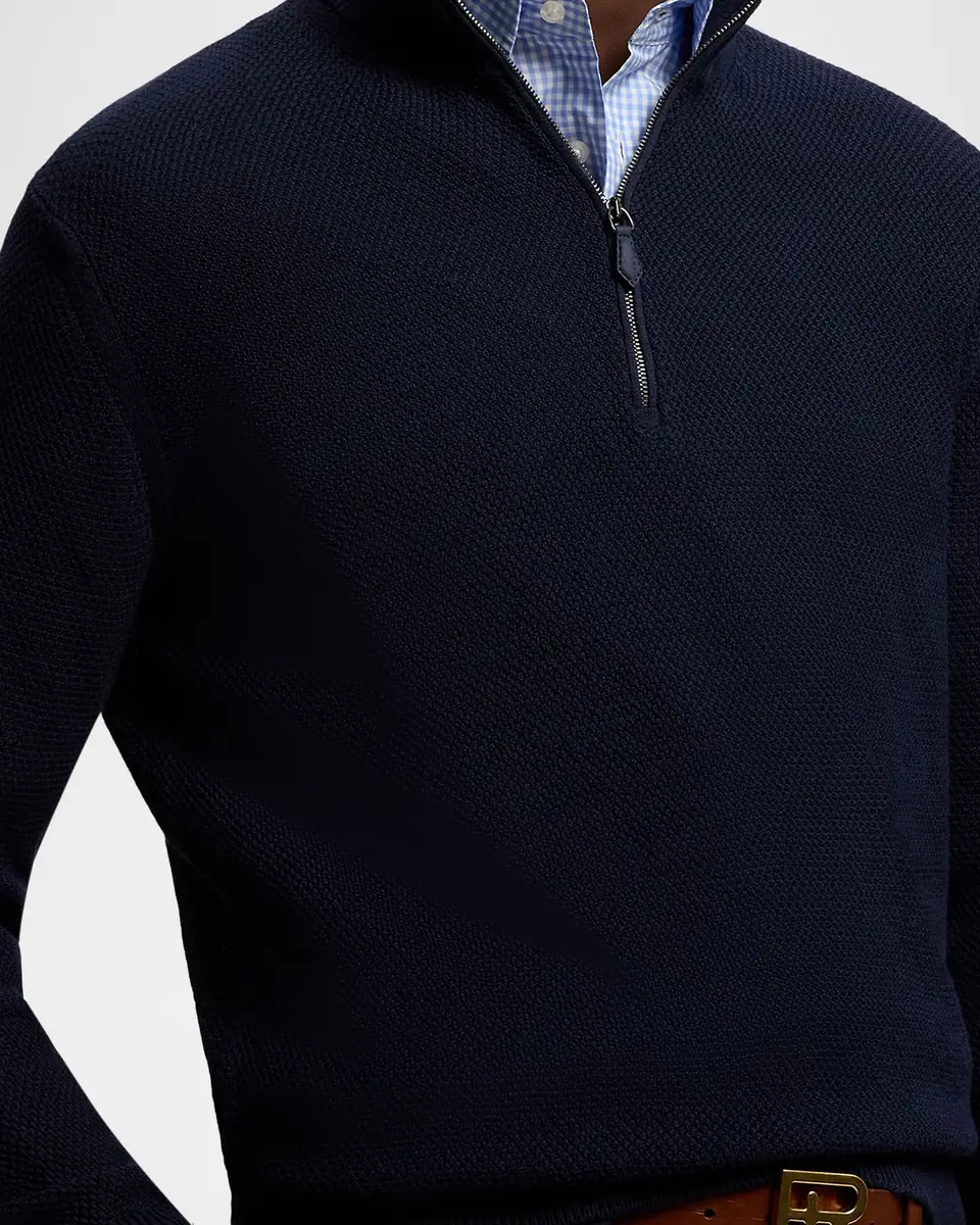 Ralph Lauren Purple Label Textured Silk-Cotton Quarter-Zip Sweater | Thumbnail 5 Ralph Lauren Purple Label Textured Silk-Cotton Quarter-Zip Sweater | Thumbnail 5