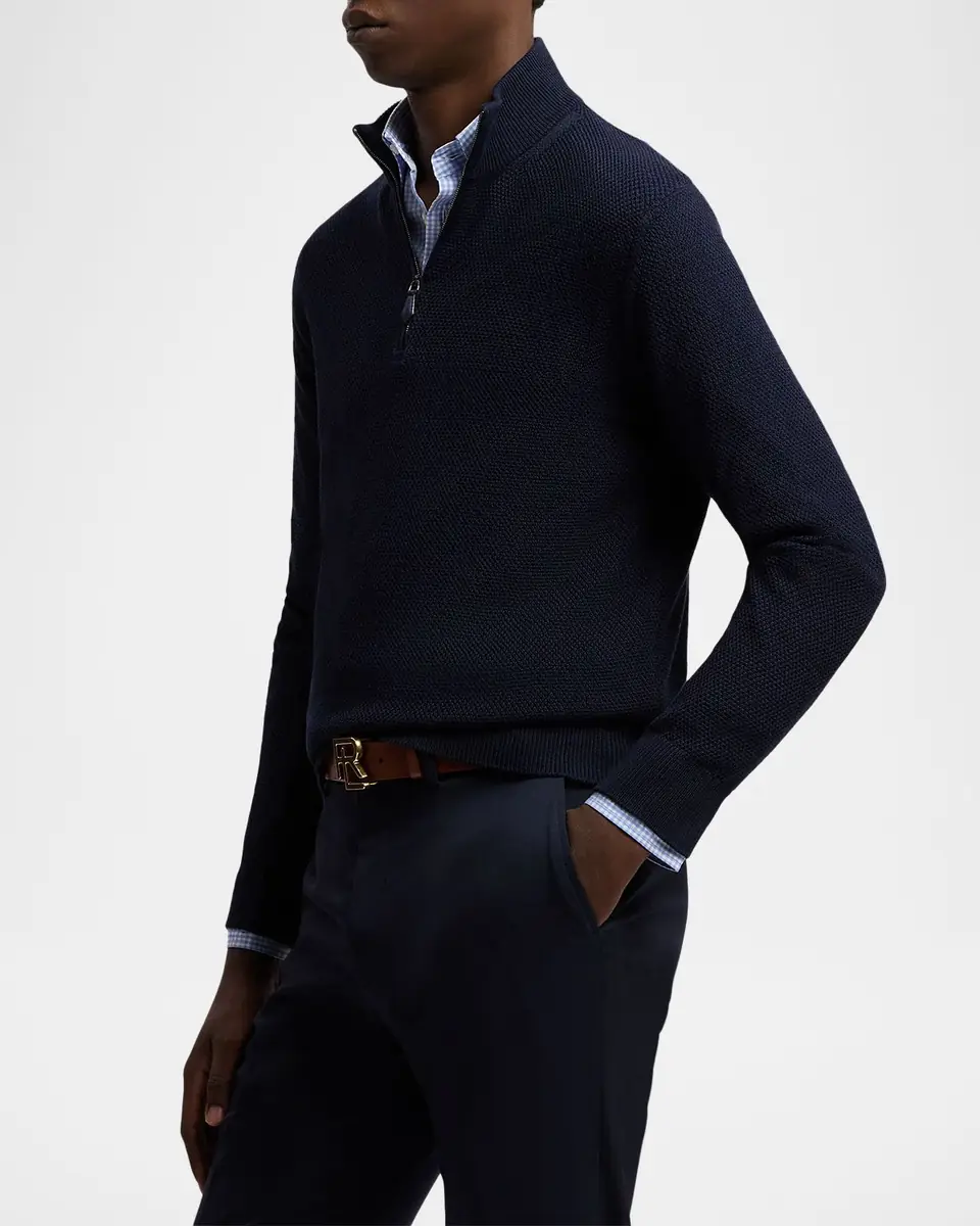 Ralph Lauren Purple Label Textured Silk-Cotton Quarter-Zip Sweater | Thumbnail 6 Ralph Lauren Purple Label Textured Silk-Cotton Quarter-Zip Sweater | Thumbnail 6