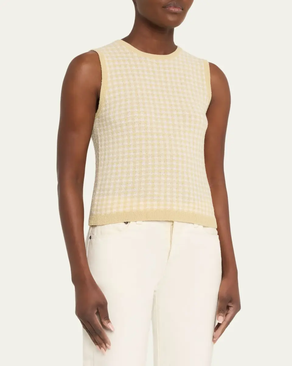 Vince Gingham Knit Tank Top | Thumbnail 4 Vince Gingham Knit Tank Top | Thumbnail 4