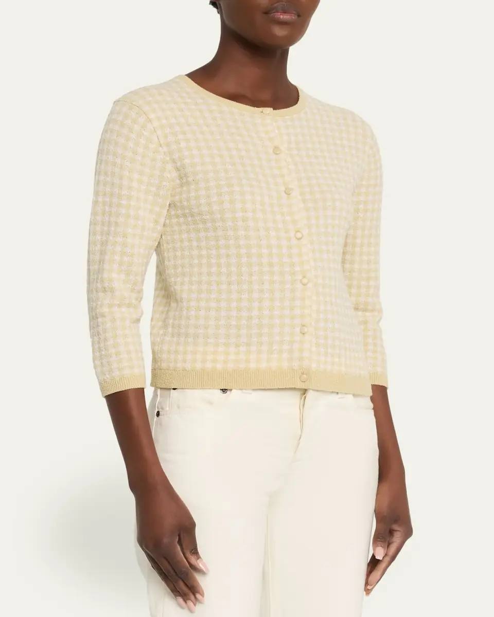 Vince Gingham Knit Cardigan | Thumbnail 4