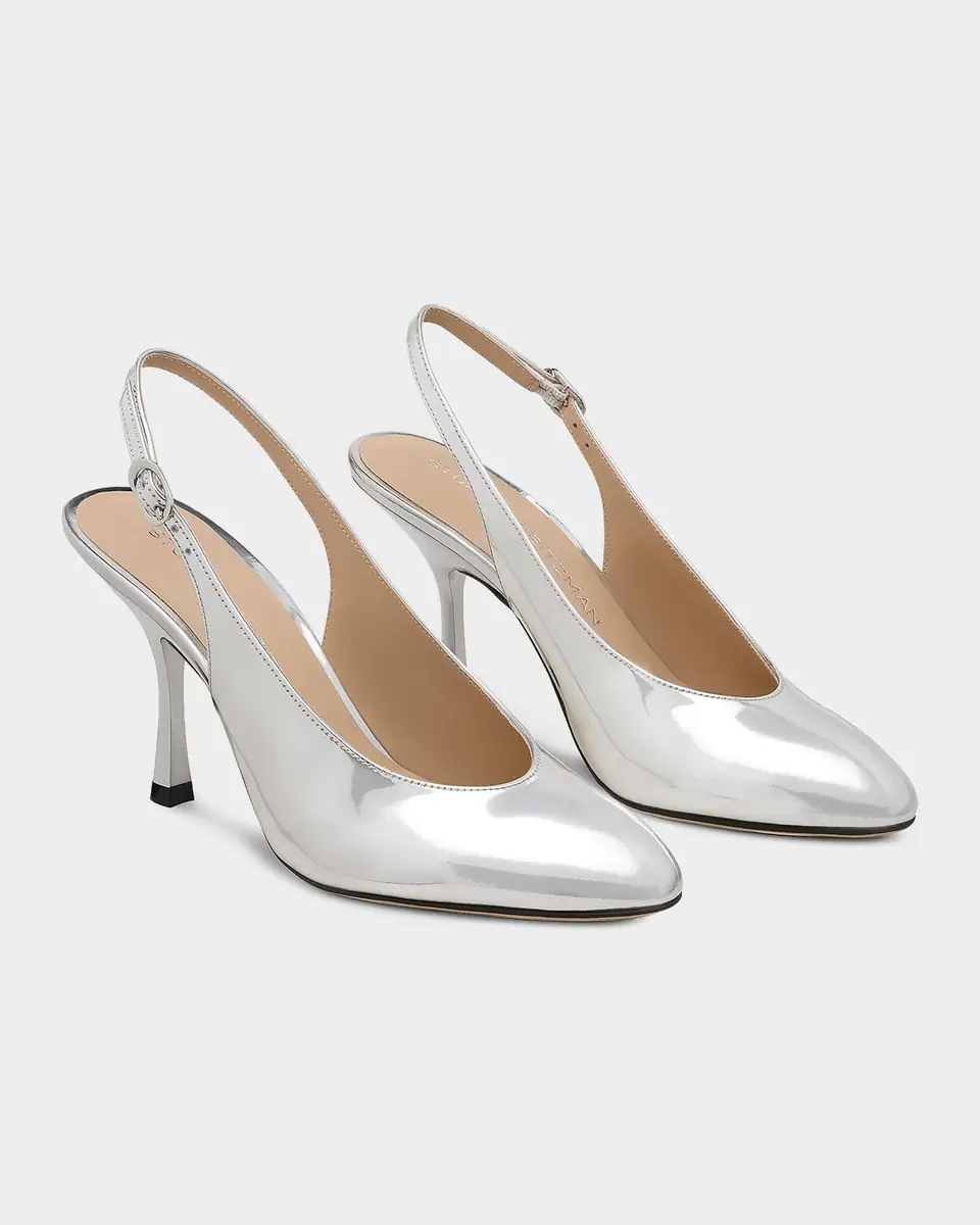 Stuart Weitzman 85mm Madison Metallic Leather Slingback Pumps | Thumbnail 3 Stuart Weitzman 85mm Madison Metallic Leather Slingback Pumps | Thumbnail 3