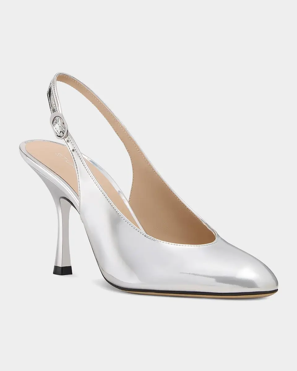 Stuart Weitzman 85mm Madison Metallic Leather Slingback Pumps | Thumbnail 4 Stuart Weitzman 85mm Madison Metallic Leather Slingback Pumps | Thumbnail 4