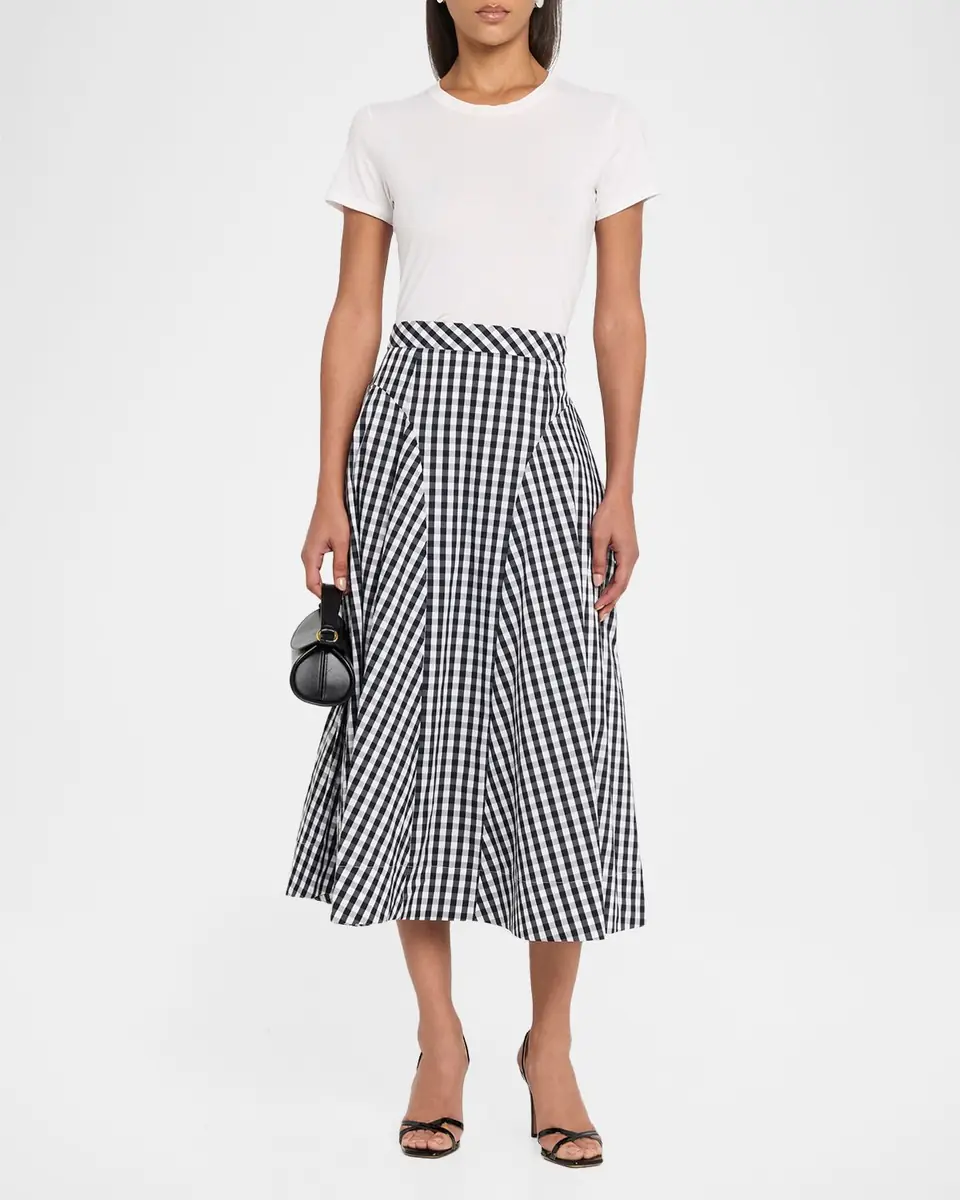 Milly Robin A-Line Gingham Midi Skirt | Thumbnail 2 Milly Robin A-Line Gingham Midi Skirt | Thumbnail 2