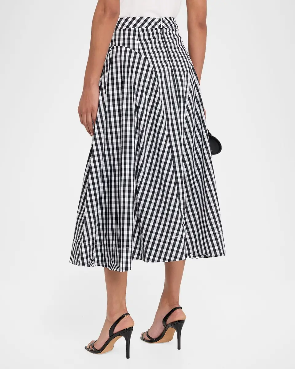 Milly Robin A-Line Gingham Midi Skirt | Thumbnail 3 Milly Robin A-Line Gingham Midi Skirt | Thumbnail 3