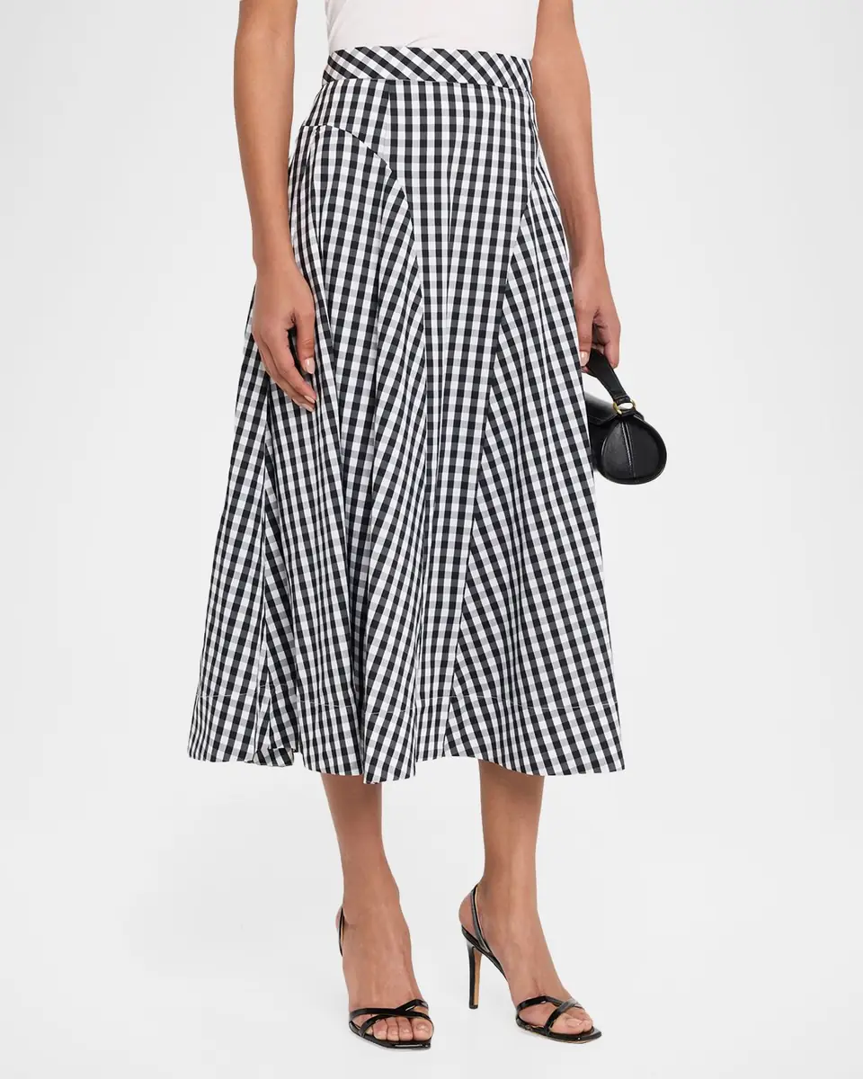 Milly Robin A-Line Gingham Midi Skirt | Thumbnail 4 Milly Robin A-Line Gingham Midi Skirt | Thumbnail 4