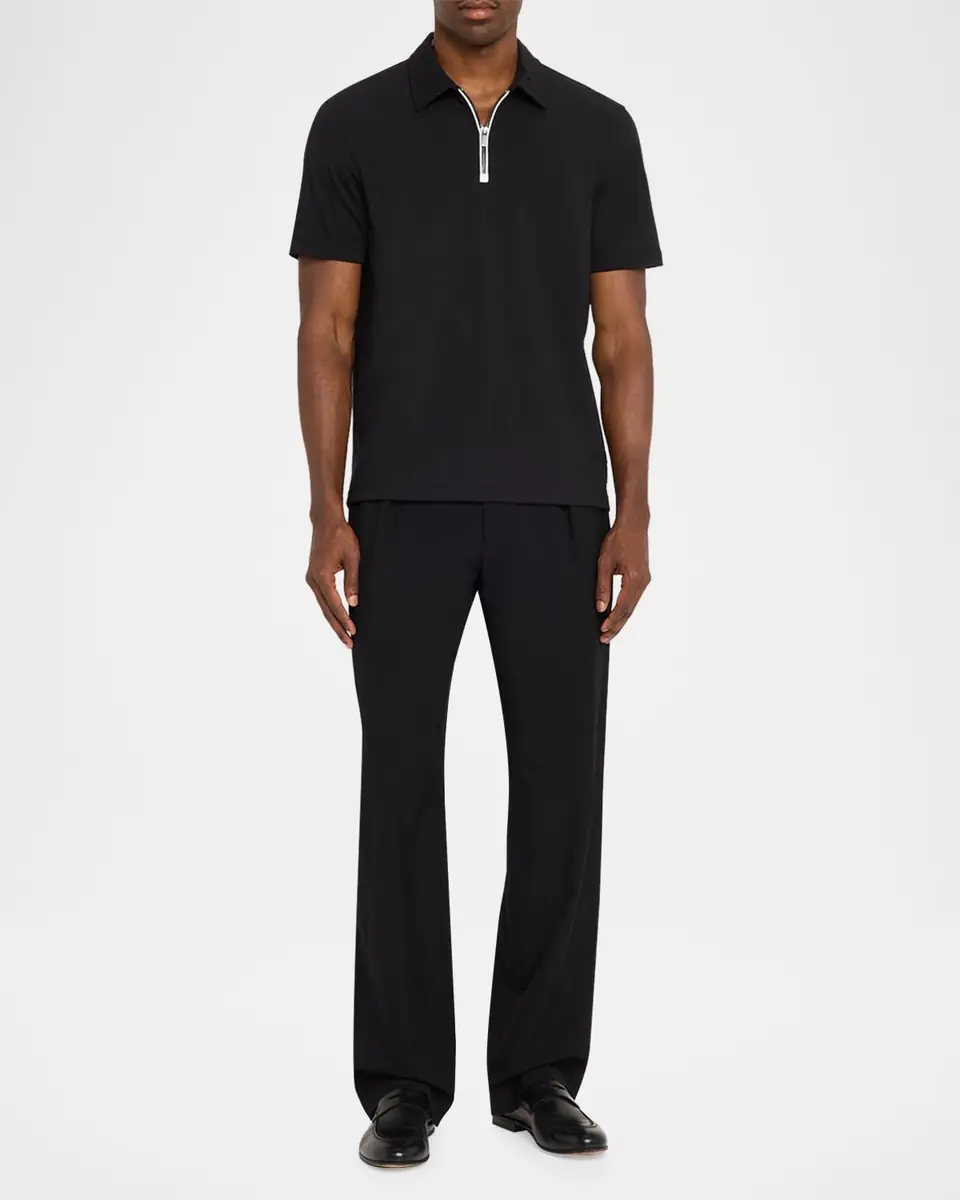 Bugatchi Men's Quarter-Zip Melange Performance Knit Polo Shirt | Thumbnail 2 Bugatchi Men's Quarter-Zip Melange Performance Knit Polo Shirt | Thumbnail 2