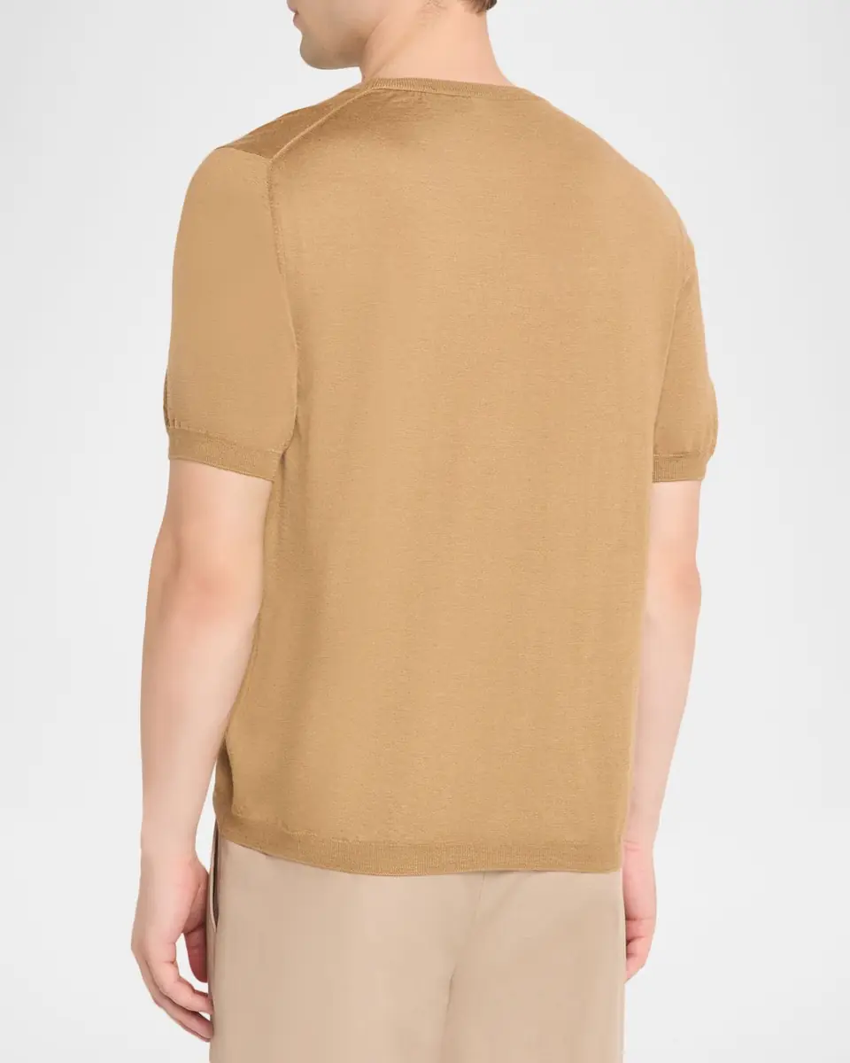 Isaia Men's Cashmere-Silk Short-Sleeve Shirt | Thumbnail 2