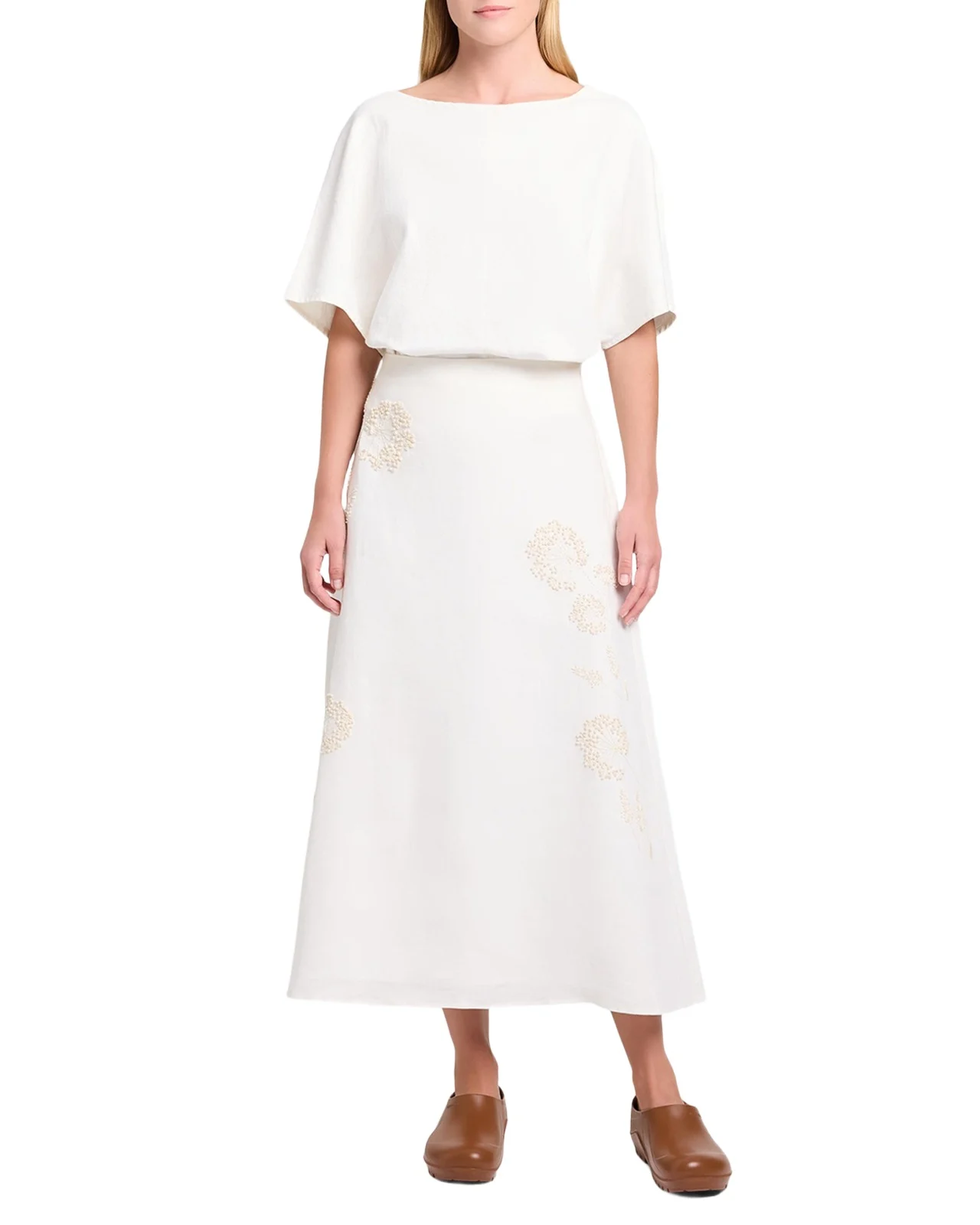 The A-Line Embroidered Linen Skirt