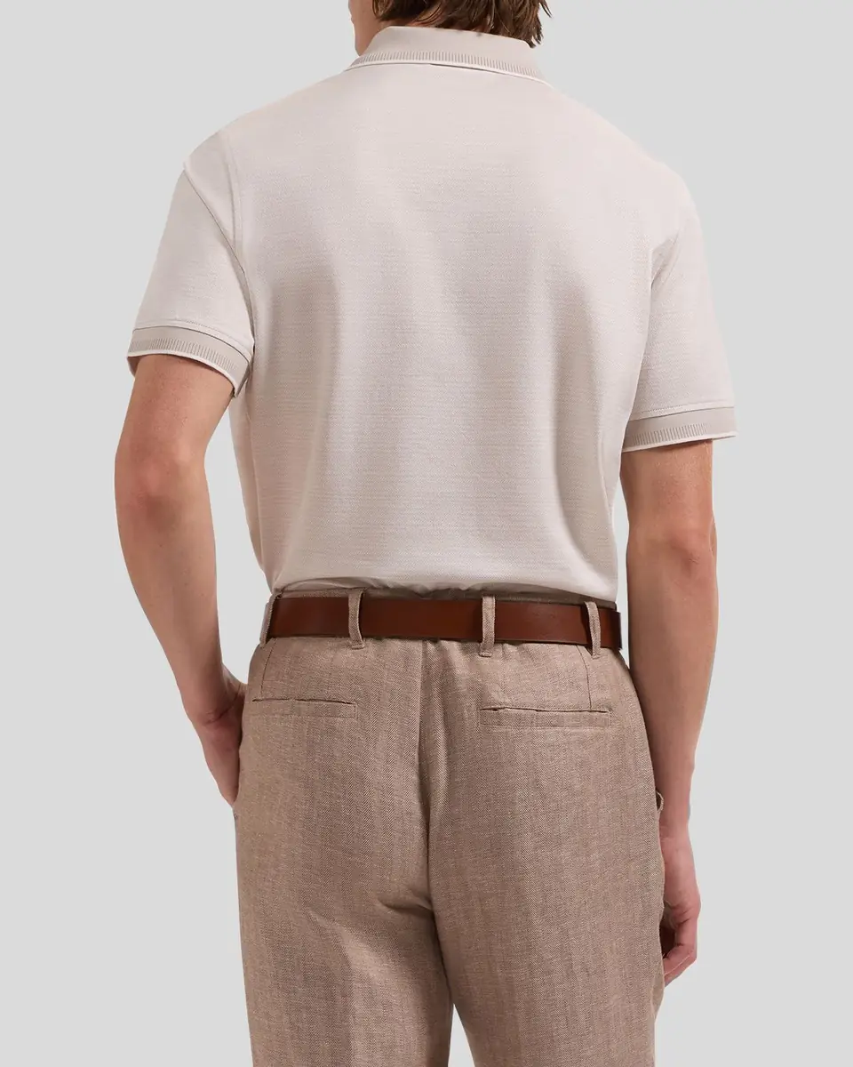 Bugatchi Men's Three-Button Micro-Herringbone Polo Shirt | Thumbnail 3 Bugatchi Men's Three-Button Micro-Herringbone Polo Shirt | Thumbnail 3