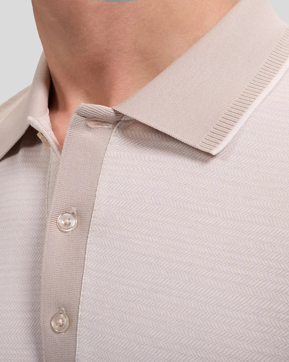 Bugatchi Men's Three-Button Micro-Herringbone Polo Shirt | Thumbnail 5 Bugatchi Men's Three-Button Micro-Herringbone Polo Shirt | Thumbnail 5