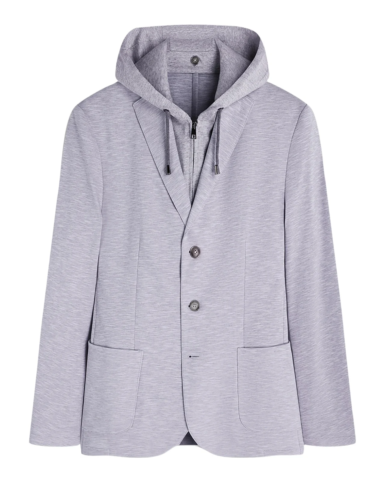 Men's Three-Button Blazer with Hooded Bib Men's Three-Button Blazer with Hooded Bib