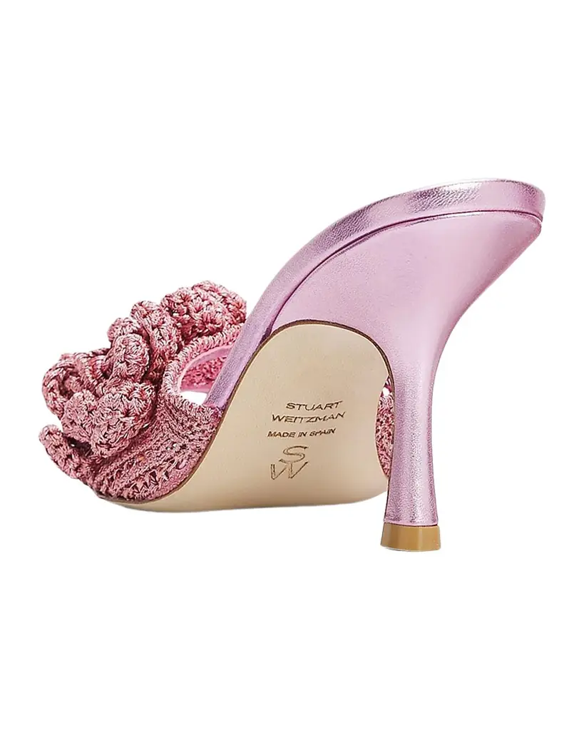 Stuart Weitzman 85mm Lotus Metallic Crochet Slide Sandals | Image 1 Stuart Weitzman 85mm Lotus Metallic Crochet Slide Sandals | Image 1