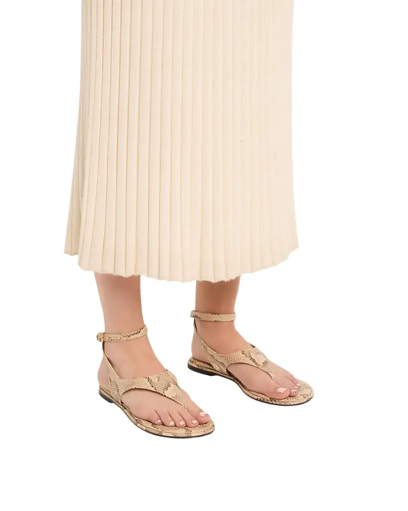 Stuart Weitzman Marley Snake-Embossed Leather Flat Thong Sandals | Image 1 Stuart Weitzman Marley Snake-Embossed Leather Flat Thong Sandals | Image 1