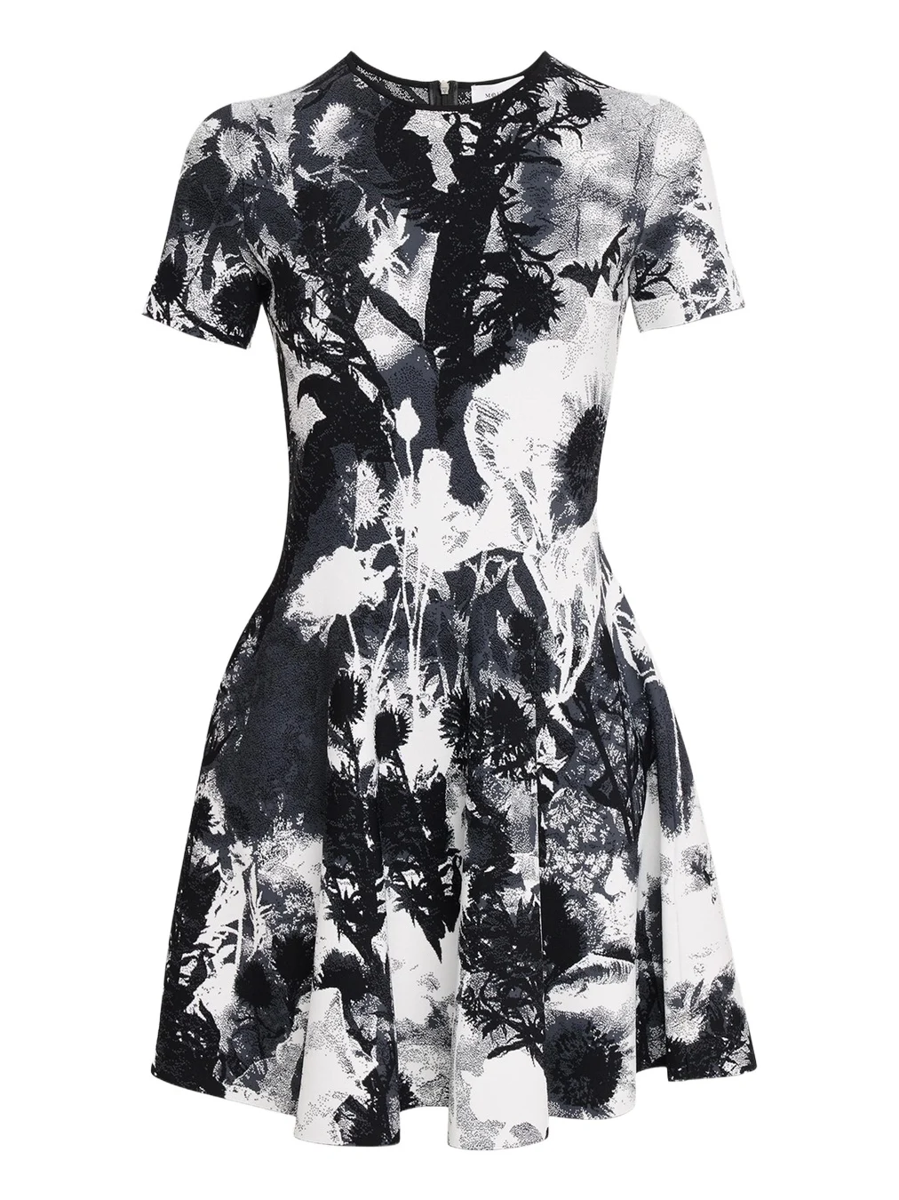 Floral Jacquard Short-Sleeve Mini Dress Floral Jacquard Short-Sleeve Mini Dress