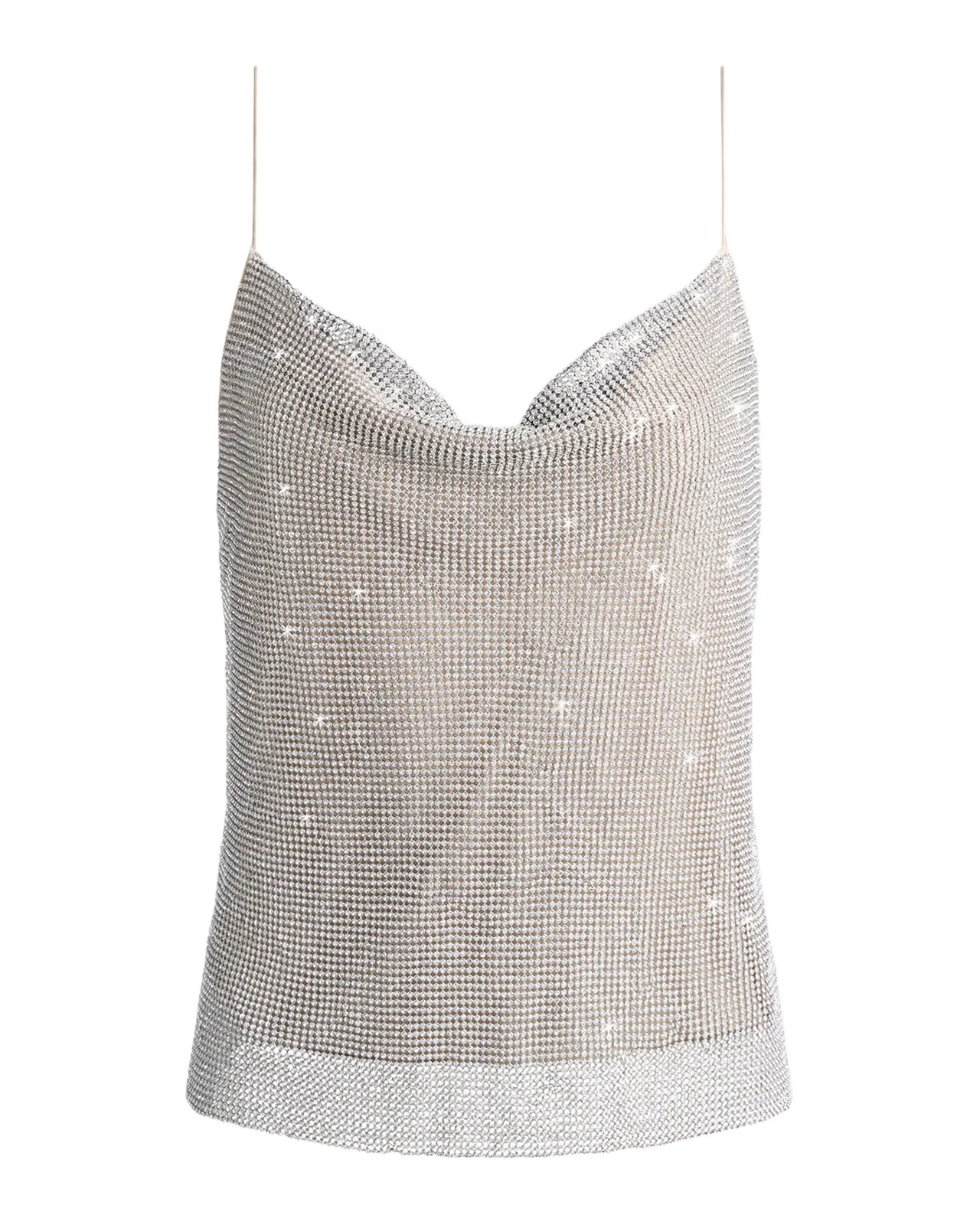 Alice + Olivia Harmon Crystal Chainmail Slip Tank Top