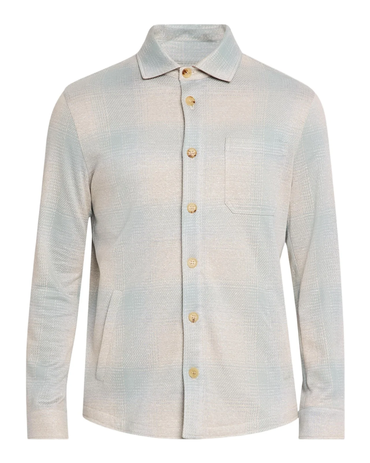 Isaia Men's Cotton-Linen Seersucker Overshirt