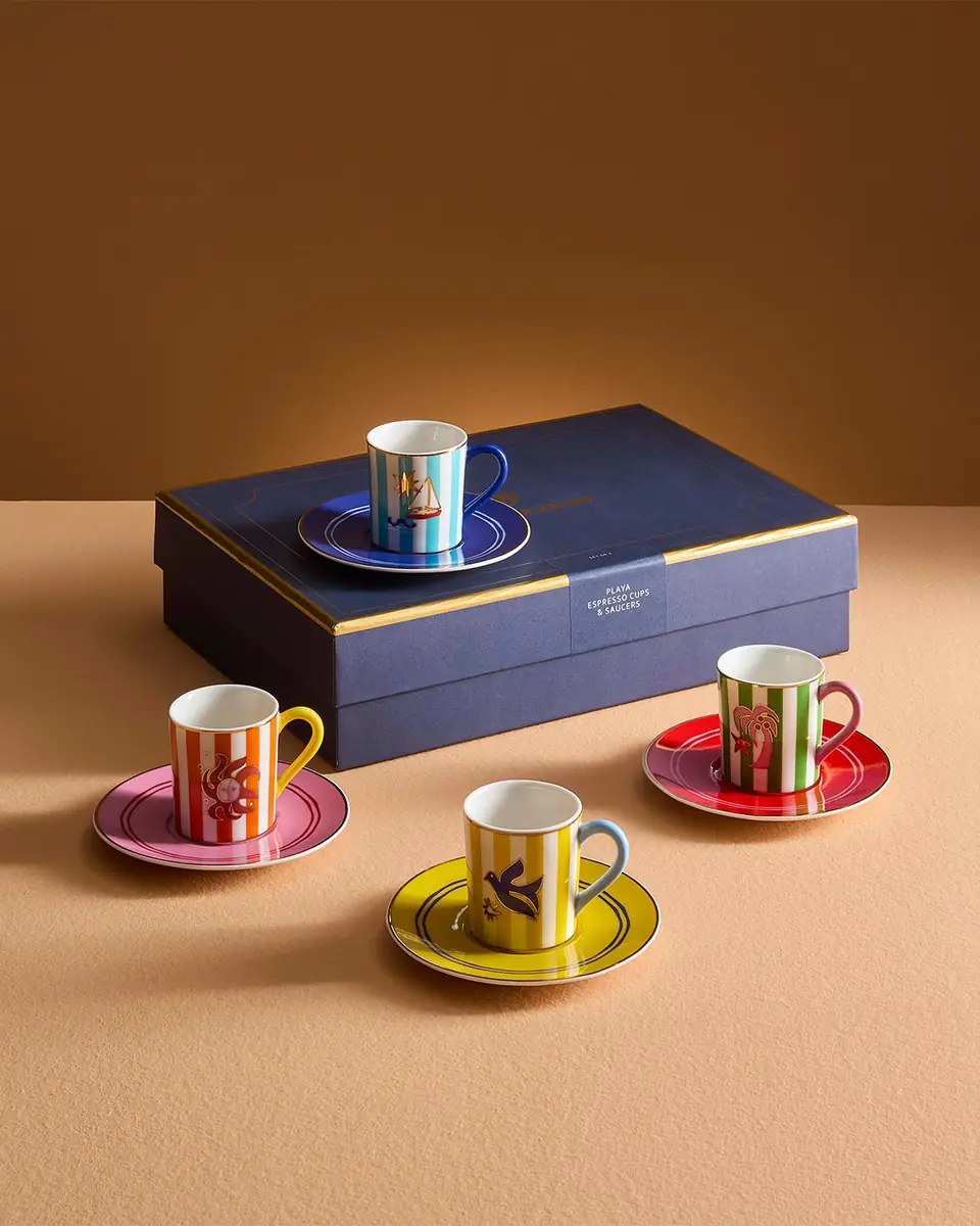 Jonathan Adler Playa 3 oz. Espresso Cups and Saucers Gift Box, Set of 4 | Thumbnail 2 Jonathan Adler Playa 3 oz. Espresso Cups and Saucers Gift Box, Set of 4 | Thumbnail 2