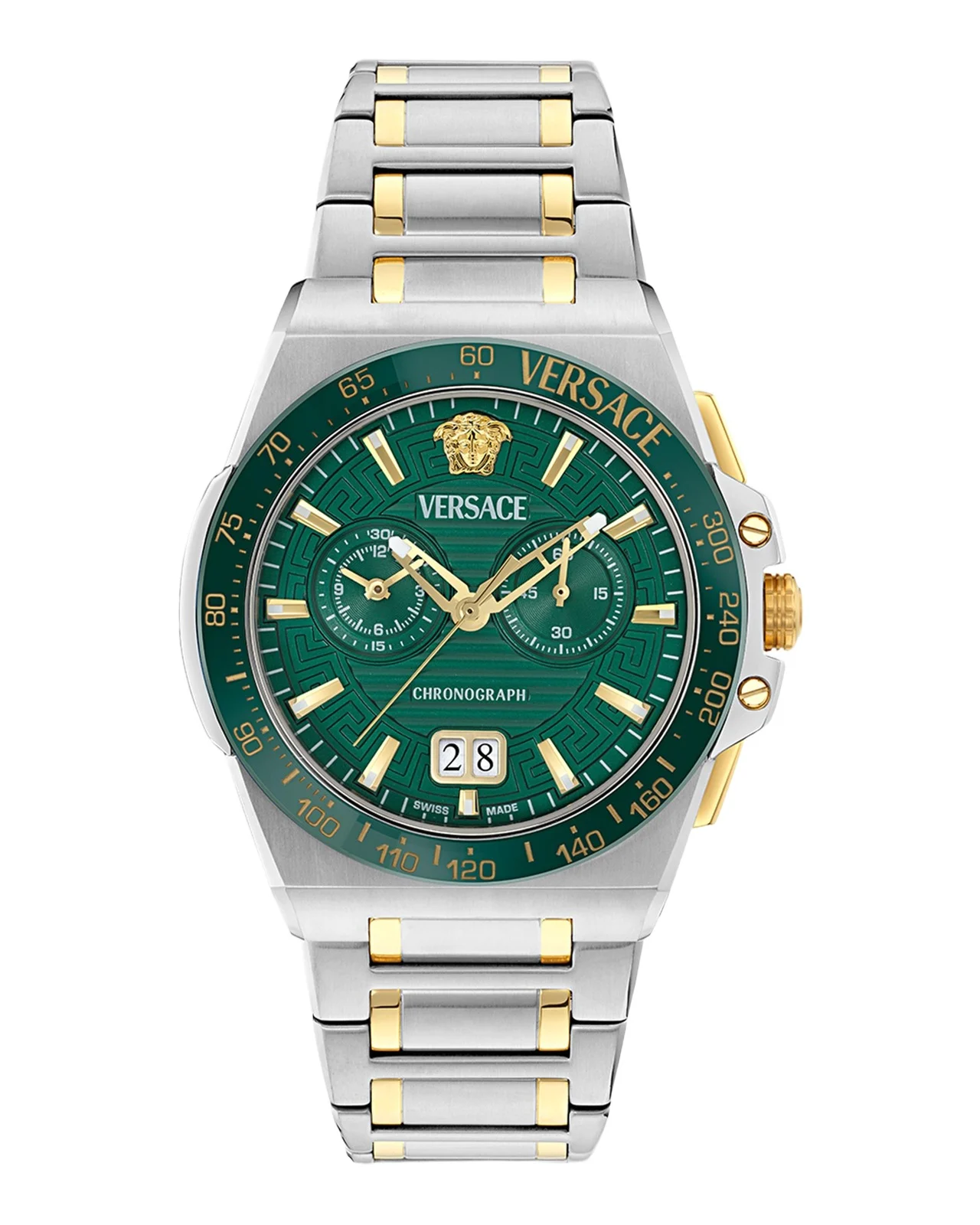 Versace Collection Men's Greca Reaction 43mm Two-Tone Bracelet Watch