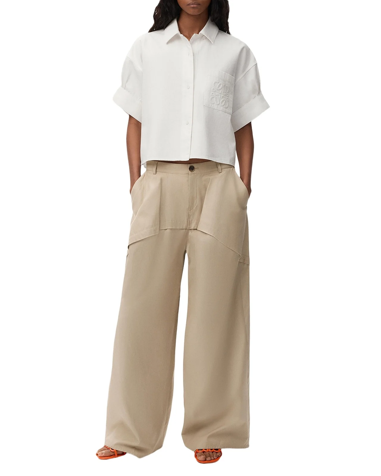 x Paula's Ibiza Short-Sleeve Denim Boxy Shirt