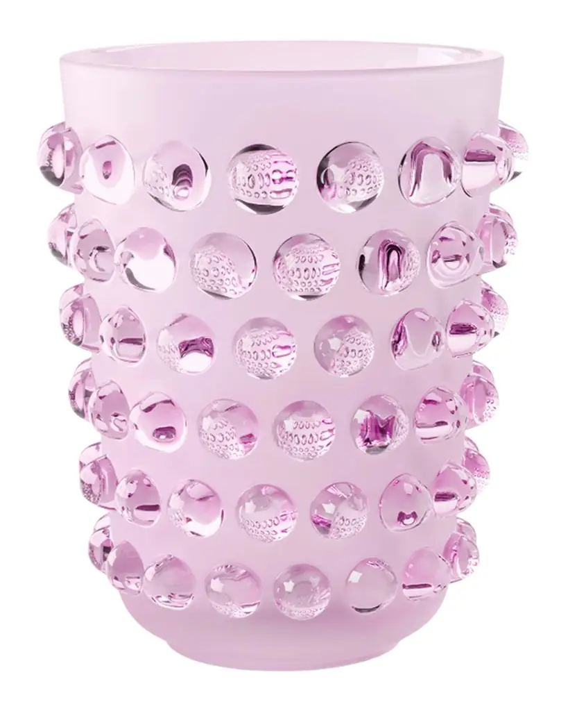 Lalique Mossi Pink Luster Crystal Vase, 8.3" | Image 1 Lalique Mossi Pink Luster Crystal Vase, 8.3" | Image 1