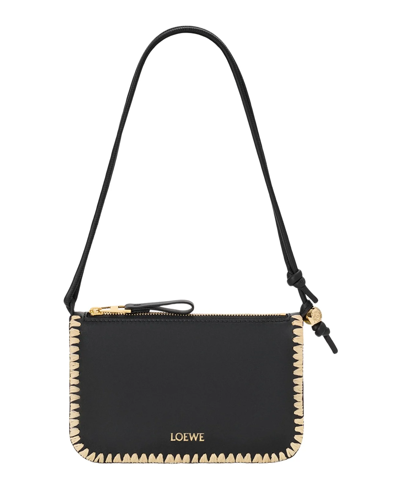 x Paula's Ibiza Rio Leather & Striped Raffia Shoulder Bag