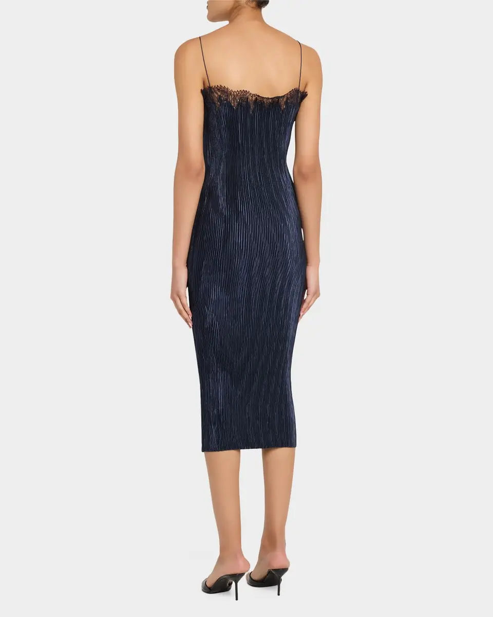 FFORME Lumi Pleated Satin Midi Dress | Thumbnail 2