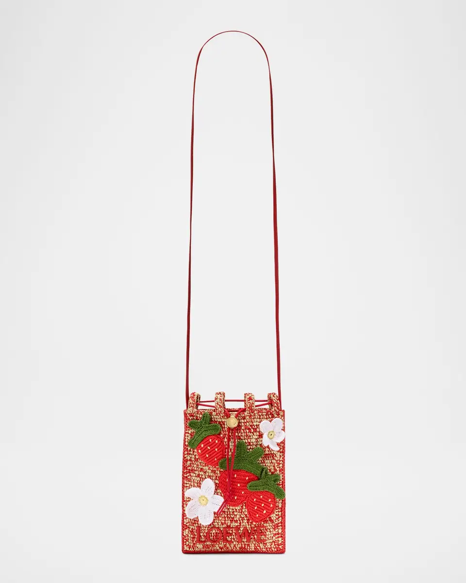 Loewe x Paula's Ibiza Strawberry Applique Raffia Pouch Bag | Thumbnail 6 Loewe x Paula's Ibiza Strawberry Applique Raffia Pouch Bag | Thumbnail 6