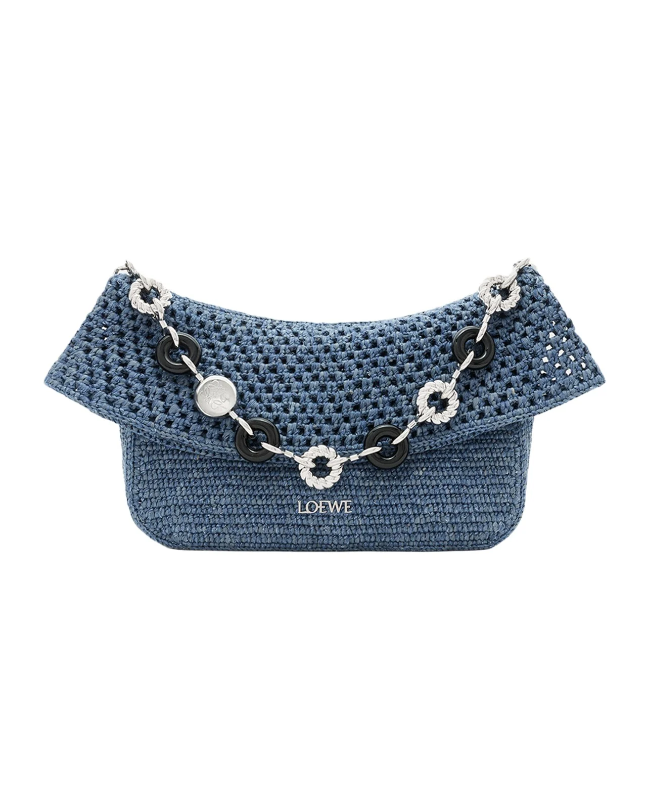 x Paula's Ibiza Ola Medium Bag in Denim-Effect Raffia