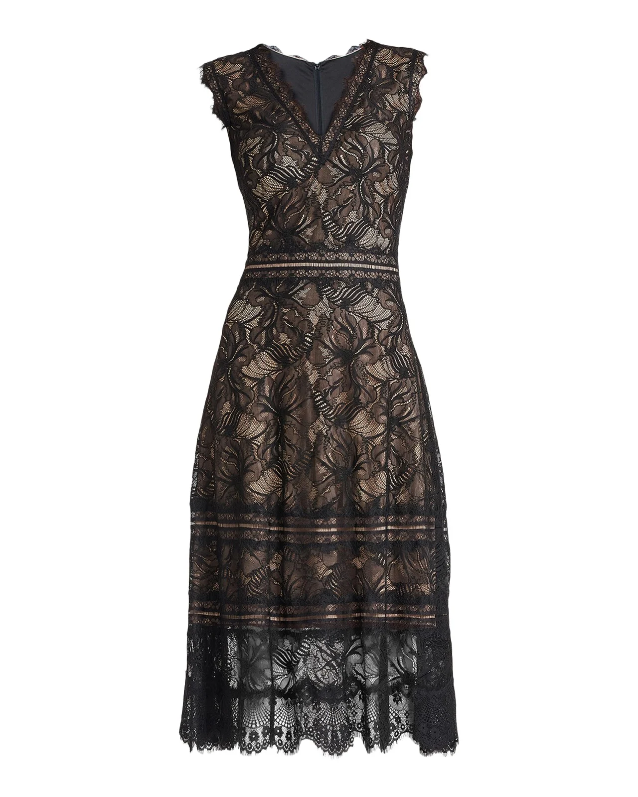 Sleeveless Lace Fit-&-Flare Midi Dress
