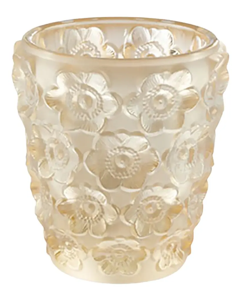 Lalique Anemones Gold Luster Crystal Votive