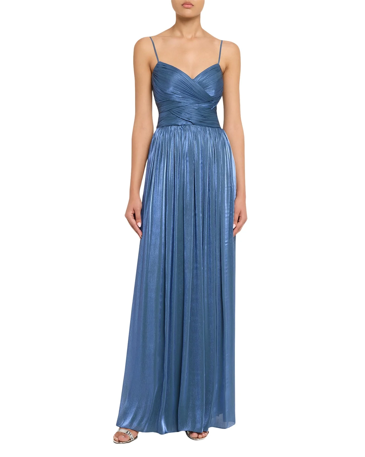 Sireen Metallic Georgette Sleeveless Crisscross Gown Sireen Metallic Georgette Sleeveless Crisscross Gown