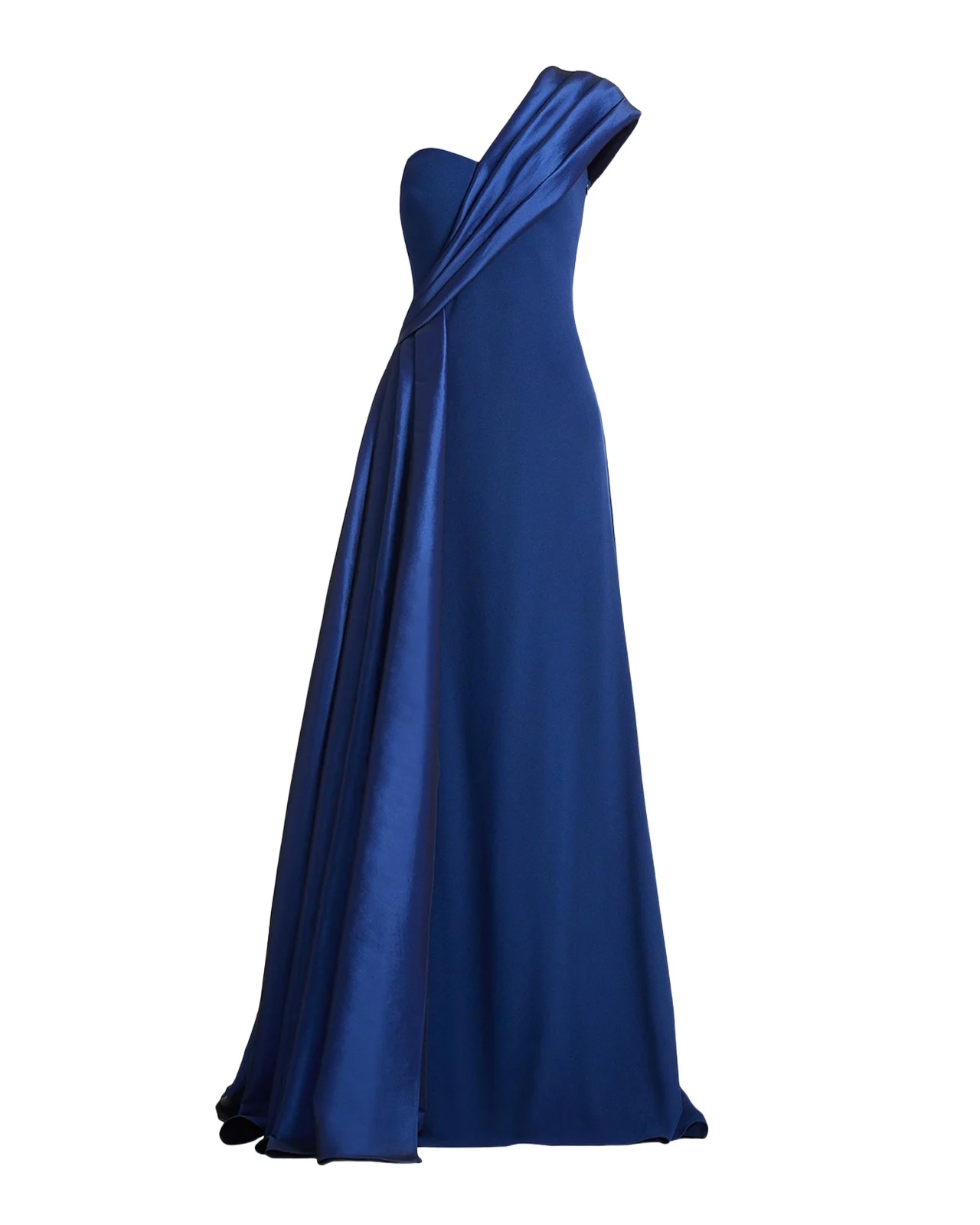 One-Shoulder Draped Crepe Gown