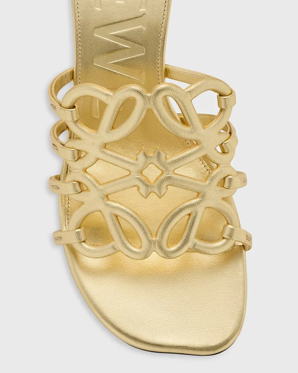 Loewe x Paula's Ibiza 45mm Petal Anagram Metallic Leather Mule Sandals | Thumbnail 2 Loewe x Paula's Ibiza 45mm Petal Anagram Metallic Leather Mule Sandals | Thumbnail 2