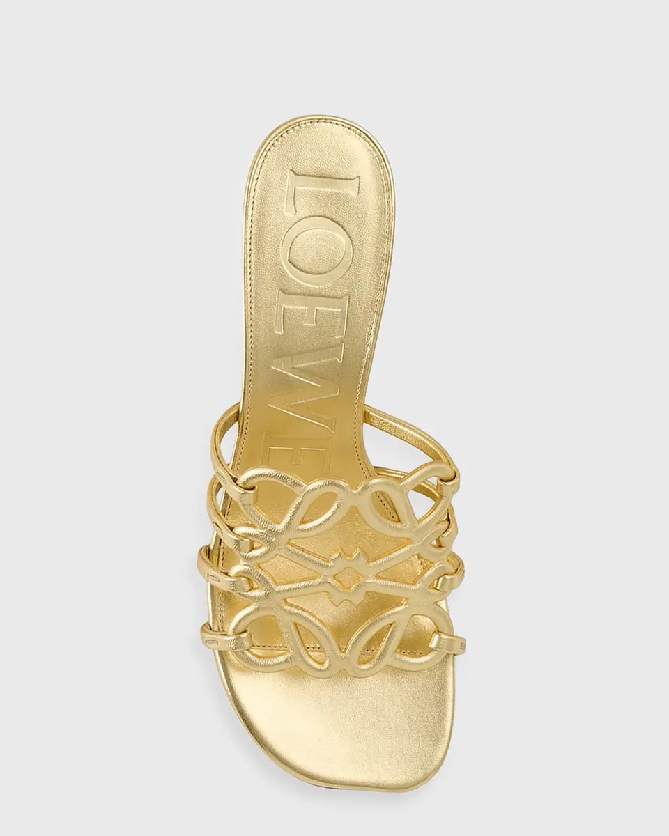 Loewe x Paula's Ibiza 45mm Petal Anagram Metallic Leather Mule Sandals | Thumbnail 3 Loewe x Paula's Ibiza 45mm Petal Anagram Metallic Leather Mule Sandals | Thumbnail 3