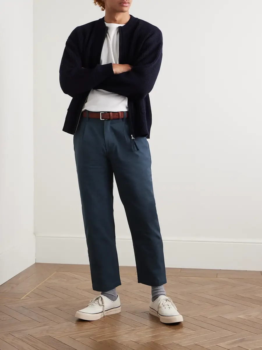 FrizmWORKS Haworth Tapered Cropped Pleated Cotton-Twill Trousers | Thumbnail 2