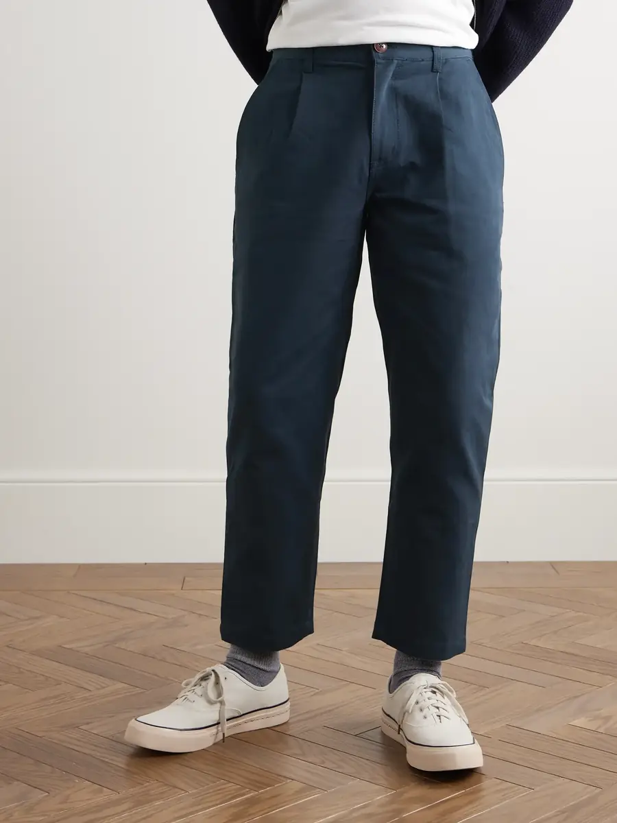 FrizmWORKS Haworth Tapered Cropped Pleated Cotton-Twill Trousers | Thumbnail 3