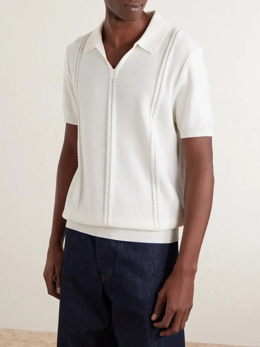 MR P. Cable-Knit Cotton Polo Shirt | Thumbnail 3